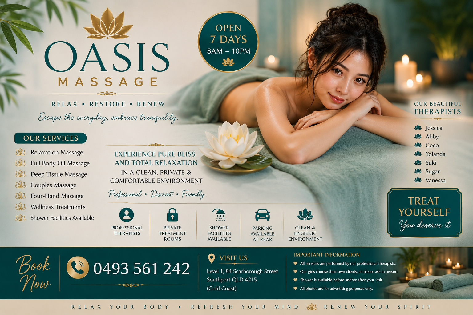 Oasis Massage Southport promotional banner
